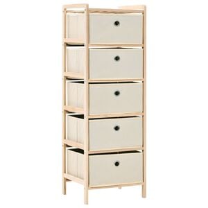 vidaXL Estanter&iacute;a de almacenaje 5 cestas de tela madera de cedro beige