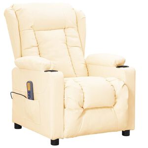 vidaXL Sill&oacute;n de masaje de cuero sint&eacute;tico crema