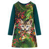 vidaXL Vestido infantil de manga larga verde oscuro 104