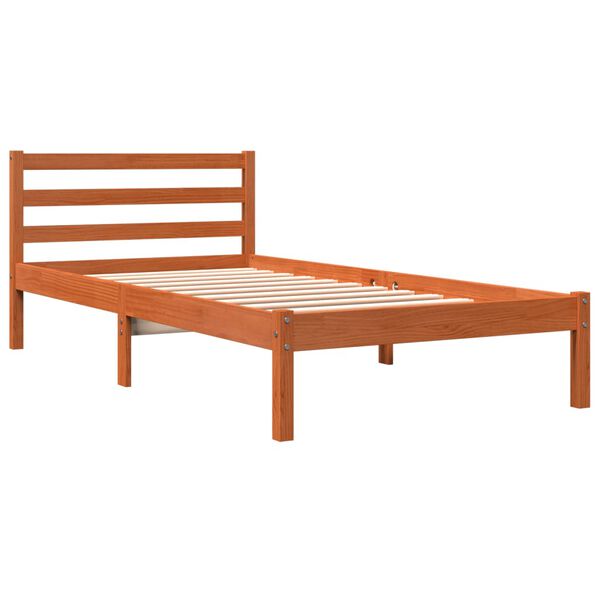 vidaXL Estructura de cama sin colch&oacute;n madera maciza marr&oacute;n 75x190 cm