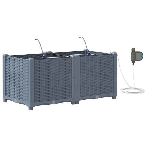 vidaXL Macetero de Jard&iacute;n 2 pcs Gris Claro Acero