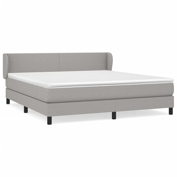 vidaXL Cama box spring con colch&oacute;n tela gris claro 180x200 cm