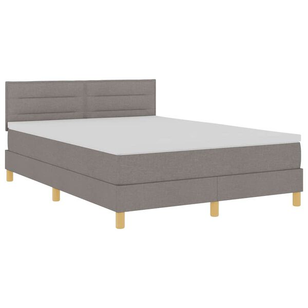vidaXL Cama tipo Box Spring con colch&oacute;n Taup&eacute; 140 x 190 cm tela