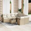 vidaXL Conjunto de sof&aacute; de jard&iacute;n Manual 9 pcs Beige rat&aacute;n sint&eacute;tico