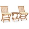 vidaXL Set comedor de jard&iacute;n plegable 3 piezas madera de teca cojines