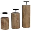 vidaXL Porta velas 3 pcs Natural Madera maciza de Teca