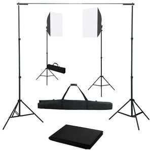 vidaXL Kit de estudio fotogr&aacute;fico con luces softbox y fondo