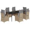 vidaXL Set comedor de jard&iacute;n 7 pzas con cojines rat&aacute;n sint&eacute;tico beige