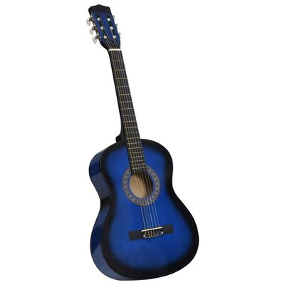 vidaXL Guitarra clásica para principiantes con funda azul 3/4 36"