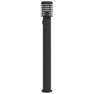 vidaXL L&aacute;mpara de suelo de exterior con enchufe acero negro 110 cm