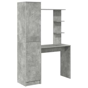vidaXL Escritorio con estante con almacenamiento 2 uds. Gris Concreto