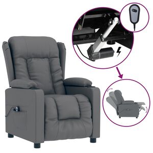 vidaXL Sill&oacute;n reclinable el&eacute;ctrico de cuero sint&eacute;tico gris
