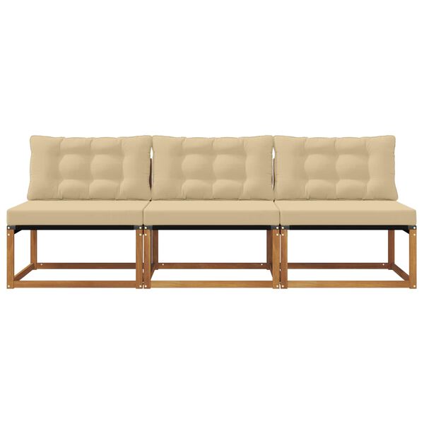 vidaXL 3 Pieza Sof&aacute; intermedio de exterior Madera de Acacia S&oacute;lida