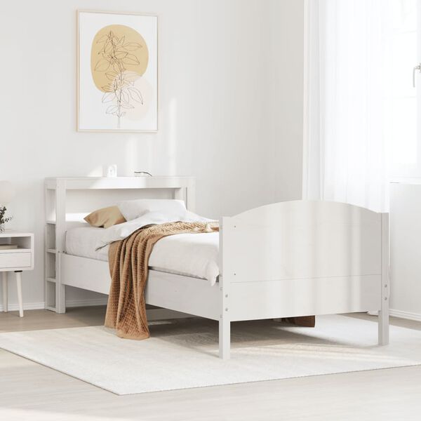 vidaXL Estructura de cama sin colch&oacute;n madera maciza blanca 90x190 cm