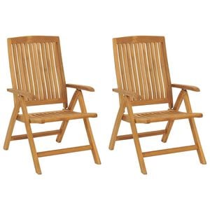 vidaXL Sillas plegables reclinables, 2 unidades, de madera maciza de teca.