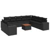 vidaXL Set de sof&aacute;s de jard&iacute;n 11 pzas y cojines rat&aacute;n sint&eacute;tico negro