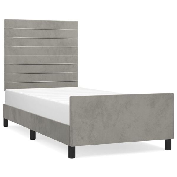 vidaXL Estructura de cama sin colch&oacute;n terciopelo gris claro 90x200 cm