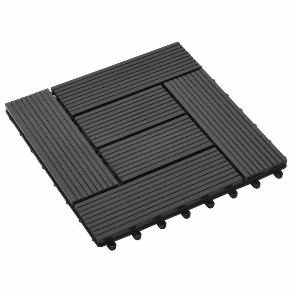 vidaXL Tile de Decking 11 pcs Negro 30 x 30 cm WPC