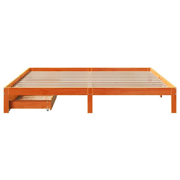vidaXL Estructura de cama cajones madera pino marr&oacute;n cera 180x200 cm