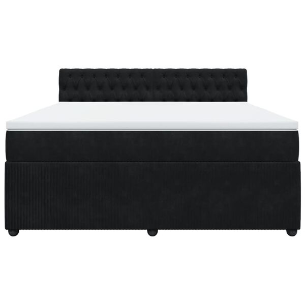 vidaXL Cama box spring con colch&oacute;n terciopelo negro 180x200 cm