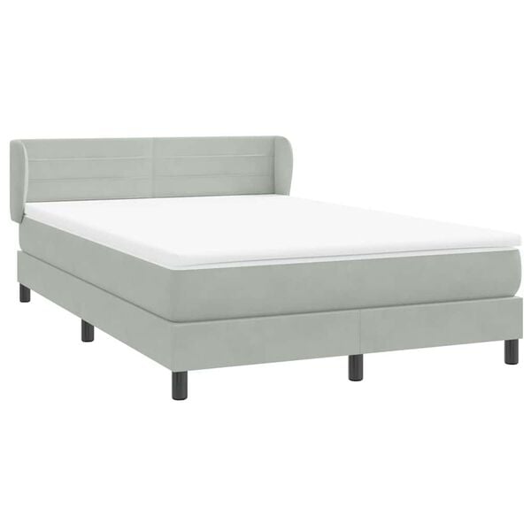vidaXL Cama box spring con colch&oacute;n terciopelo gris claro 160x220 cm