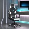 vidaXL Silla gaming con reposapi&eacute;s cuero sint&eacute;tico negro blanco