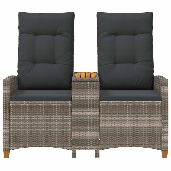 vidaXL Banco reclinable con mesa Gris y Gris Oscuro 126 x 65 x 112 cm