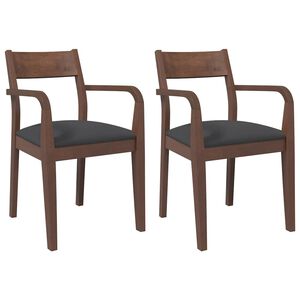 vidaXL Sillas de comedor con cojines 2 uds madera maciza marr&oacute;n caucho