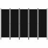 vidaXL Biombo divisor de 5 paneles negro 250x180 cm