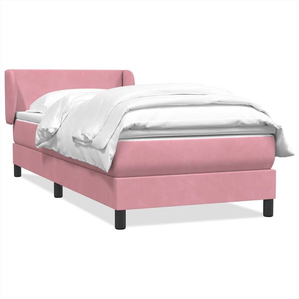 vidaXL Cama box spring con colch&oacute;n terciopelo rosa 100x220 cm