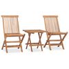 vidaXL Set comedor de jard&iacute;n plegable 3 piezas madera de teca cojines