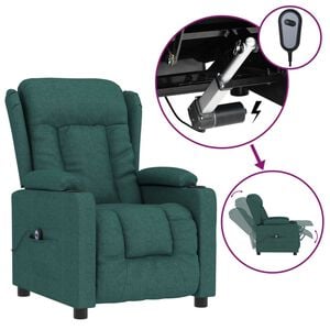 vidaXL Sill&oacute;n reclinable el&eacute;ctrico tela verde oscuro
