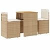 vidaXL Sillas y mesita de jard&iacute;n 3 piezas rat&aacute;n sint&eacute;tico coj&iacute;n beige