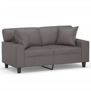 vidaXL Sof&aacute; de 2 plazas con cojines cuero sint&eacute;tico gris 120 cm