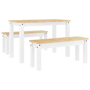 vidaXL Juego de comedor PANAMA 3 pzas madera maciza de pino blanco
