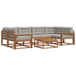 vidaXL Conjunto de sof&aacute;s de exterior 7 pcs Gris Natural y Claro