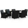 vidaXL Juego de comedor para jard&iacute;n 7 piezas negro