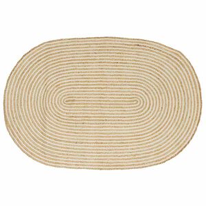 vidaXL Alfombra de &aacute;rea Natural y Blanco 122 x 183 cm yute