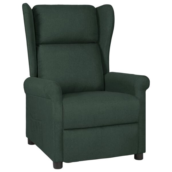 vidaXL Sill&oacute;n reclinable de tela verde oscuro