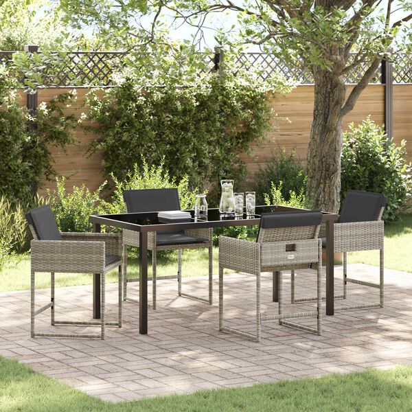vidaXL Conjunto de Comedor de Jard&iacute;n 5 pcs Gris Claro rat&aacute;n sint&eacute;tico