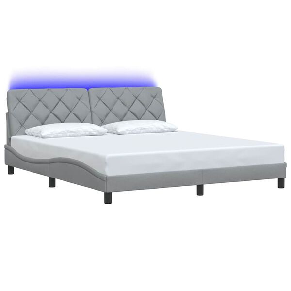 vidaXL Estructura de cama con LED sin colch&oacute;n gris claro 180x200 cm