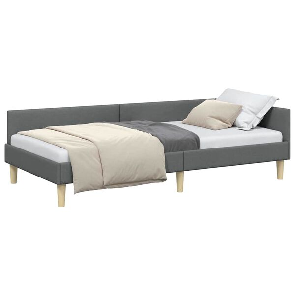 vidaXL Estructura de cama en esquina Gris oscuro 90 x 200 cm tela