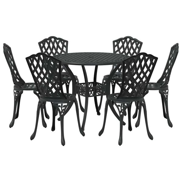 vidaXL Conjunto de Comedor de Jard&iacute;n 7 pcs Negro Aluminio