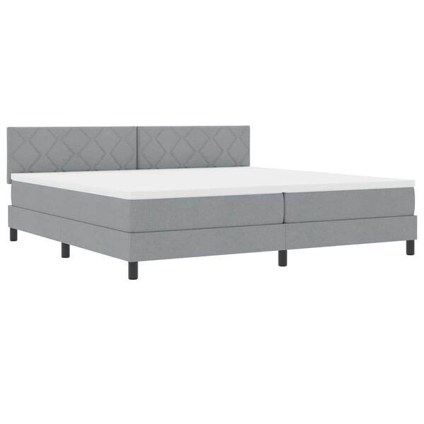 vidaXL Cama tipo Box Spring con coj&iacute;n Gris Claro 200 x 200 cm tela