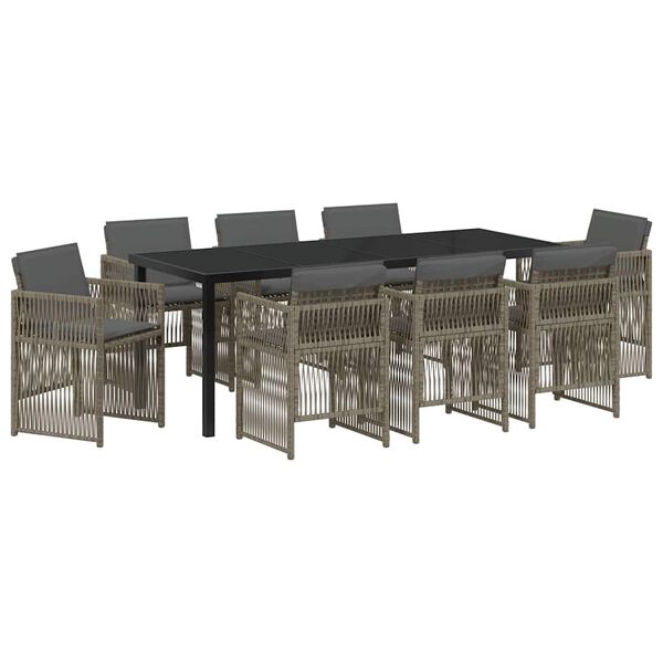 vidaXL Conjunto de Comedor de Jard&iacute;n 9 pcs Gris