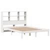 vidaXL Cama con estanter&iacute;a sin colch&oacute;n madera maciza blanca 140x190 cm