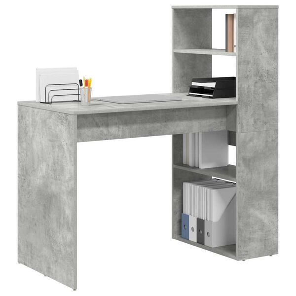 vidaXL Escritorio Gris Concreto 113 x 54 x 120 cm Madera de ingenier&iacute;a