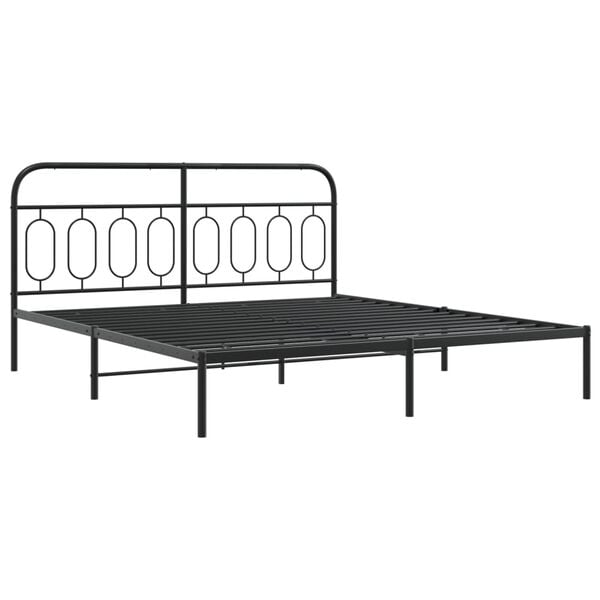 vidaXL Estructura cama sin colch&oacute;n con cabecero metal negro 193x203 cm