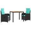 vidaXL Juego de comedor para exteriores 3 uds. Black and Turquoise