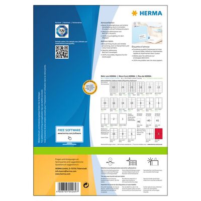 HERMA Etiquetas de dirección permanentes A4 99,1x67,7 mm 100 hojas